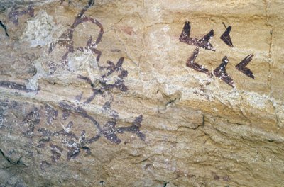 Los Sigreros Cave, perto de Velez Blanco, Andaluzia, 4000 aC, pinturas rupestres de aves de Unknown